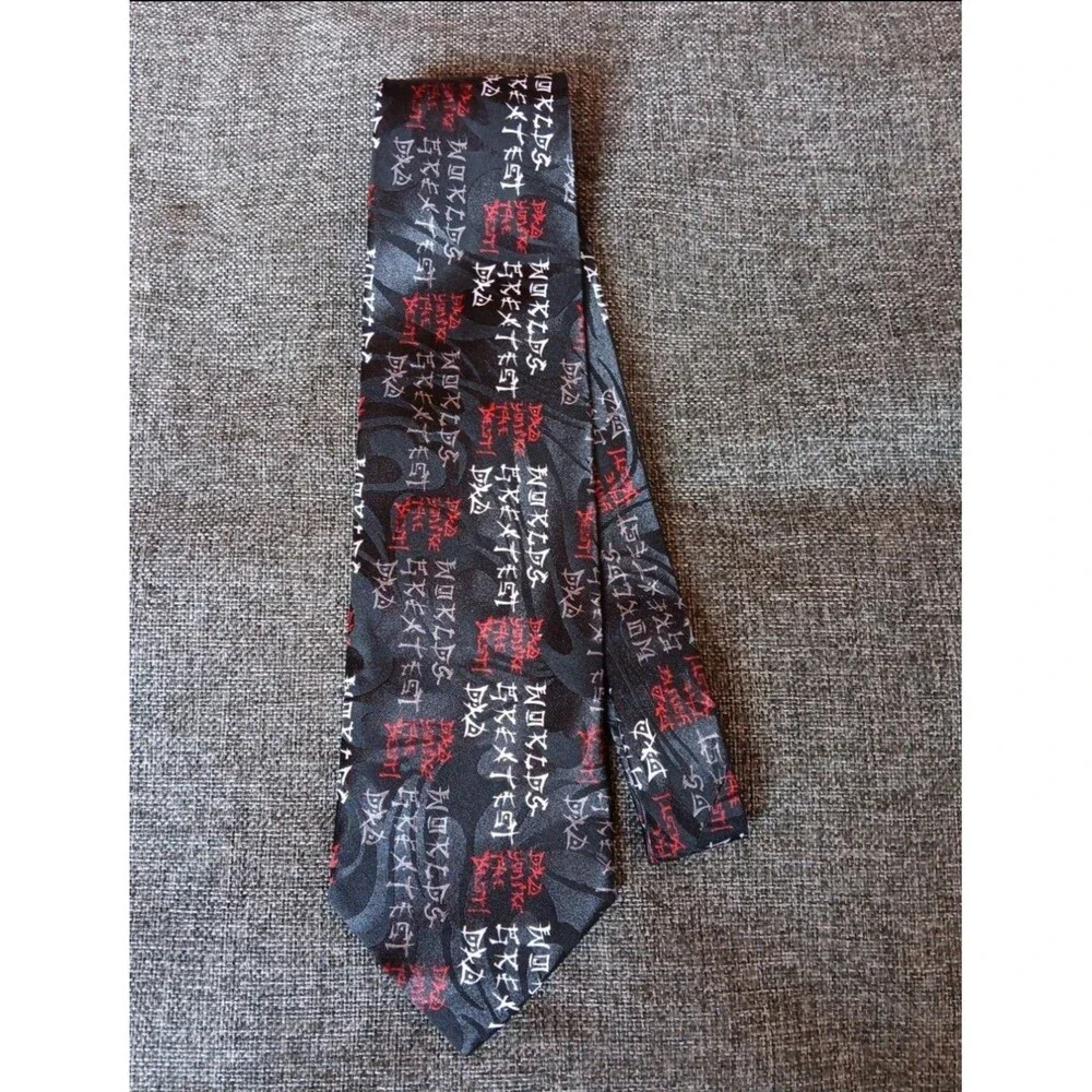 Tie 70s 80s 90s Y2K Mens Roberto Cellini Black White Red 4 Wide 57 Long